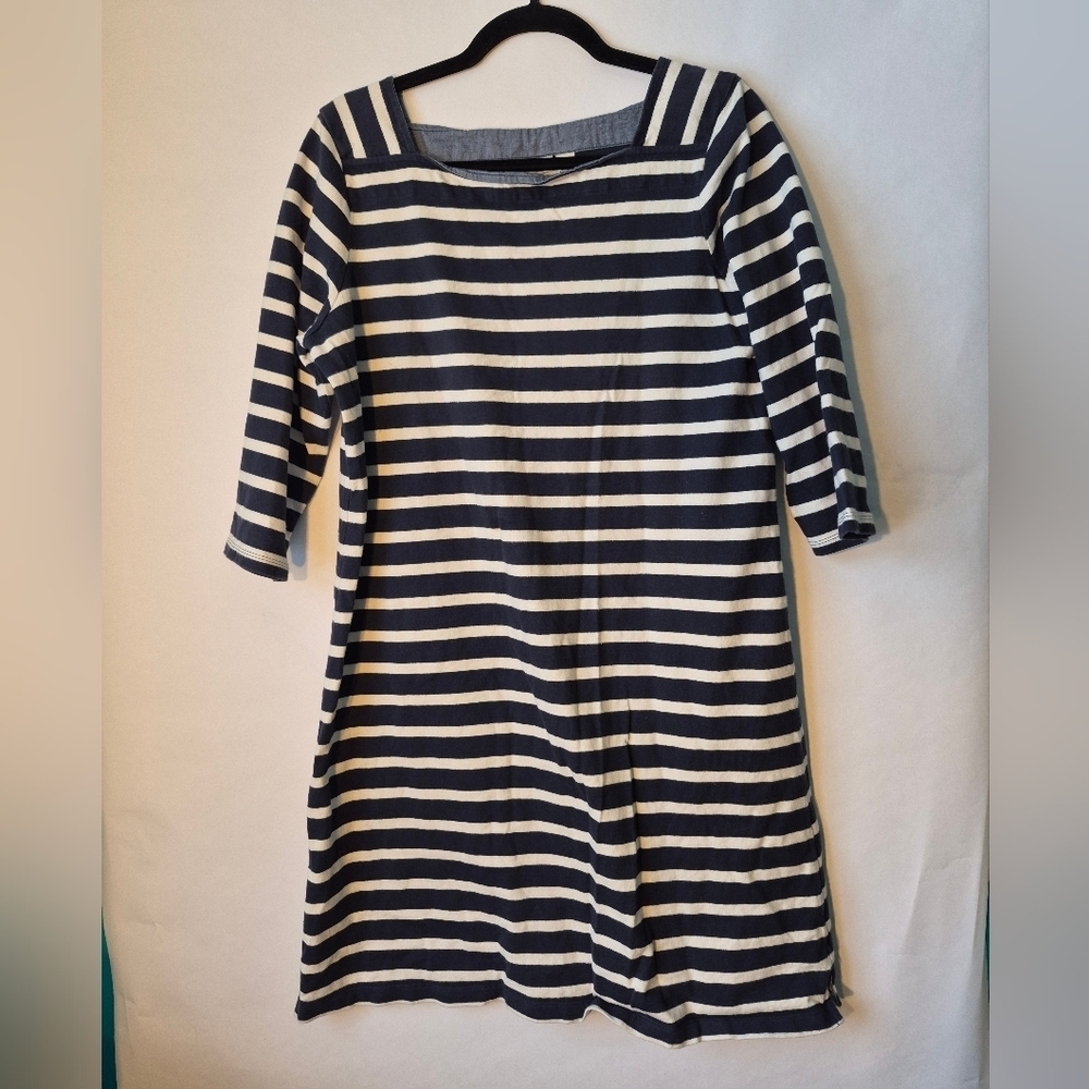 L.L Bean Large Navy and White Striped Dress